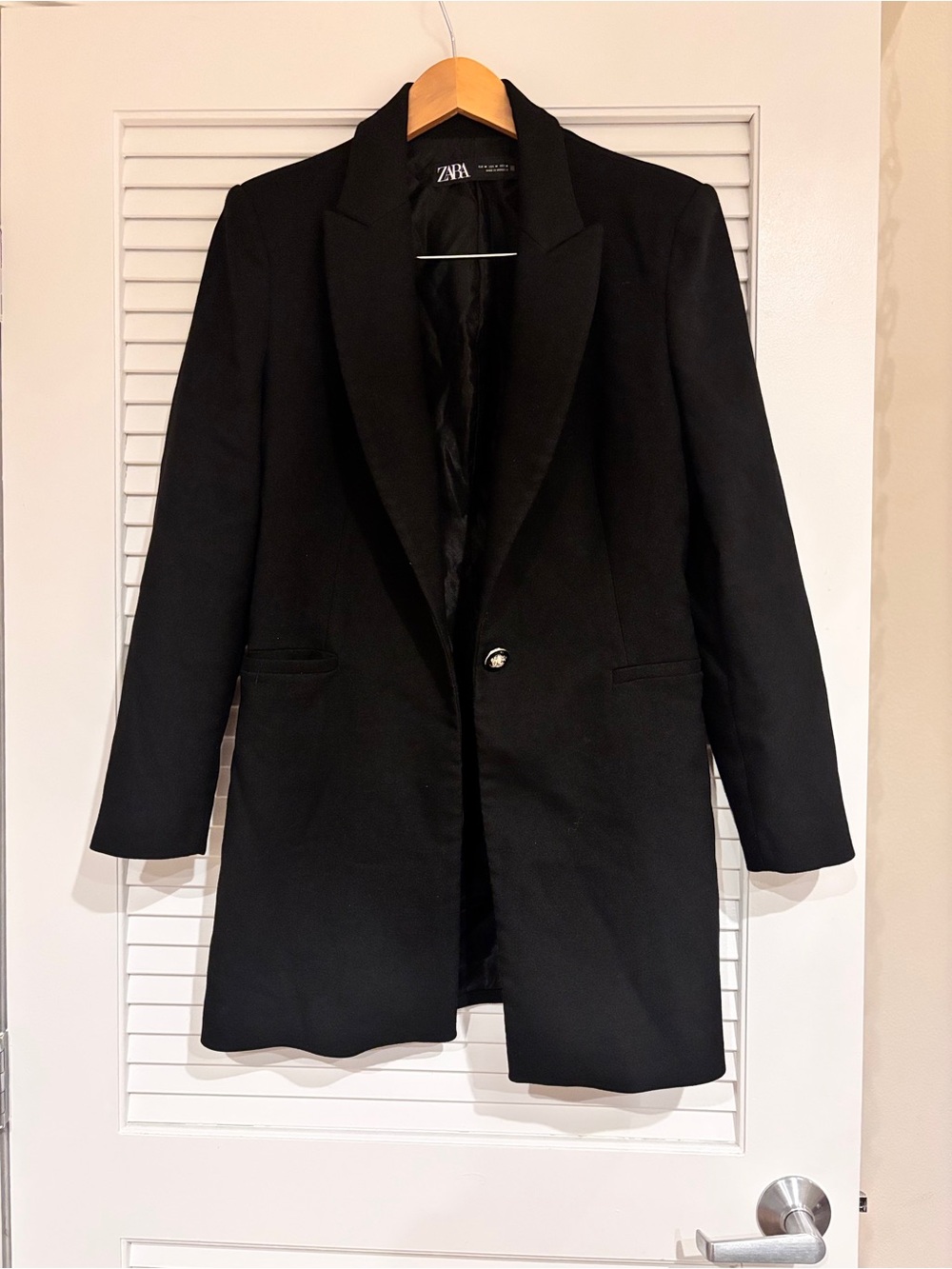 Zara Black Single-Button Longline Blazer